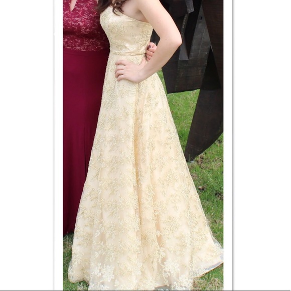 Strapless Gold Prom Dress size 5/6 - Picture 1 of 4